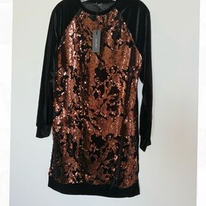 Amethist Velour and Sequin Dress-Made in Italy. NEW WITH TAGS!
